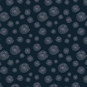 Geometric Circles on solid background navy blue. Contemporary Circles