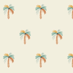 Summer Vacation - minimalist colorful palm trees Large  - hand drawn palmera - beige - coastal beach decor - tropical wallpaper