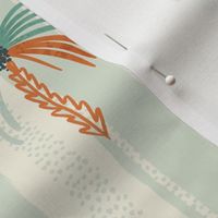 Summer Vacation - minimalist colorful palm trees over mint stripes L