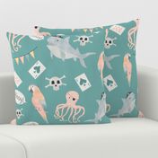 Medium scale| Pirate Party| Octopus, shark and parrot| green