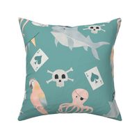 Medium scale| Pirate Party| Octopus, shark and parrot| green