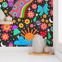 Psychedelic groovy floral trippy party wall