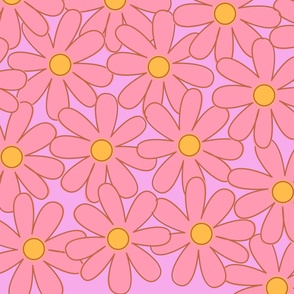 Preppy Hippie Pink Purple Flower Pattern