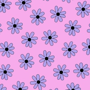 Preppy Purple Blue Hippie Flower Pattern