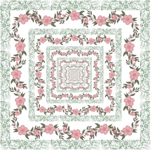 Green Pink Border Retro Y2K 70s Flower Pattern