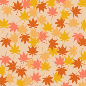 Brown Orange Autumn Floral Leaves Y2K Pattern