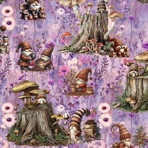 FOREST GNOMES COFFEE PARTY PURPLE FLWRHT