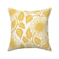 M // Sunflower block print in bright yellow