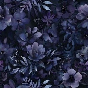 Whimsical Dark Watercolor Flowers & Foliage