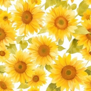 Bright, Happy Watercolor Sunflowers Texture