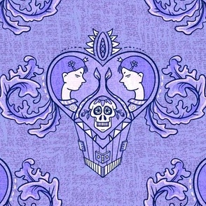 Eternal lovers in purple damask 