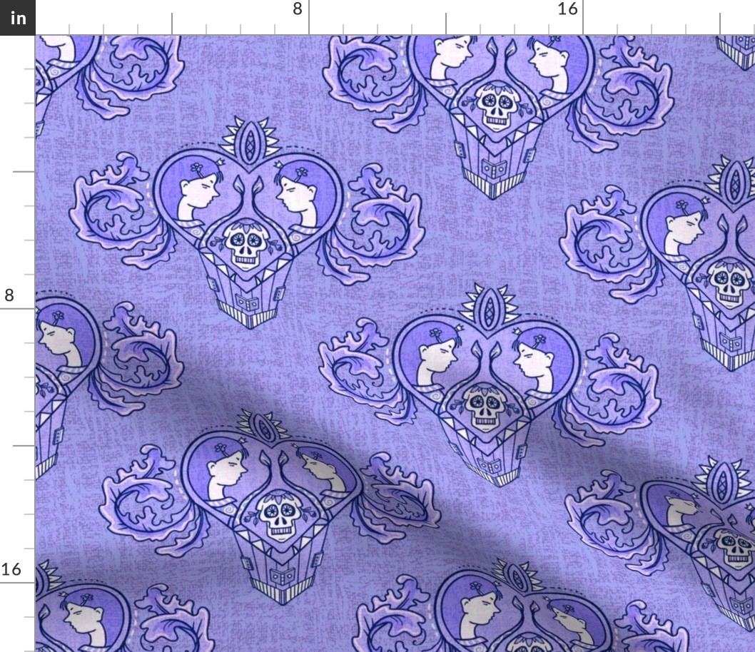 Eternal lovers in purple damask 