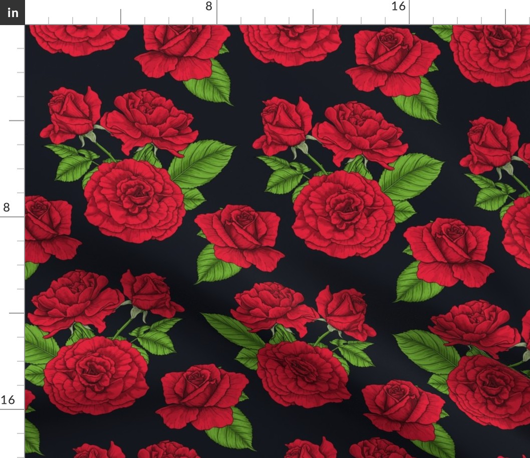 Red roses on black