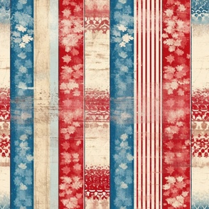 Cottage style,vintage,shabby red white and blue stripes 
