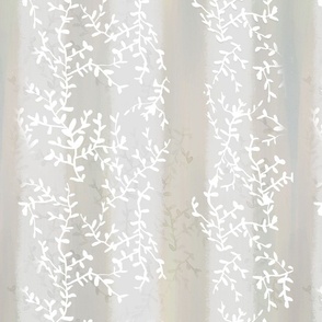 whimsical organic neutral stripes and organic botanical leaves white and beige