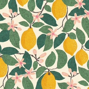 {Textured} Lemon Tree - Day, Cream (XL)