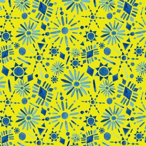 Sunburst pattern on yellow background