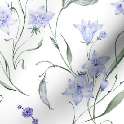  Watercolor wildflowers. Light background