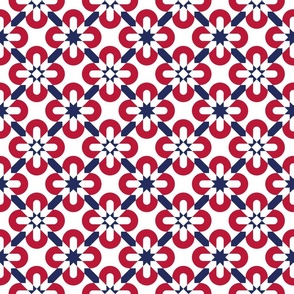 July 4th flowers mosaic white red navy