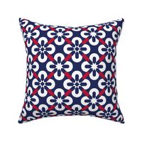 July 4th flowers mosaic navy white red