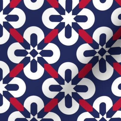 July 4th flowers mosaic navy white red