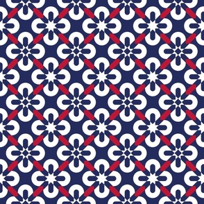 July 4th flowers mosaic navy white red