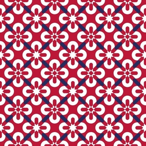 July 4th flowers mosaic red white navy