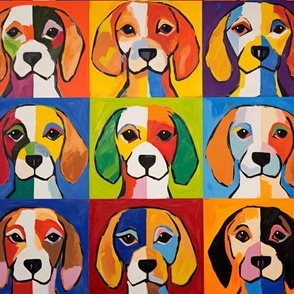 Medium Colorful Puppy Dog Faces Patchwork Squares