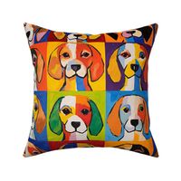 Large Colorful Puppy Dog Faces Patchwork Squares