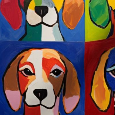 Large Colorful Puppy Dog Faces Patchwork Squares