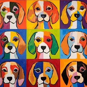 Large Colorful Puppy Dog Faces Patchwork Squares