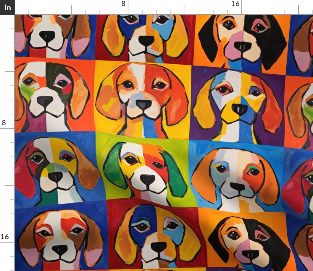 Large Colorful Puppy Dog Faces Patchwork Squares