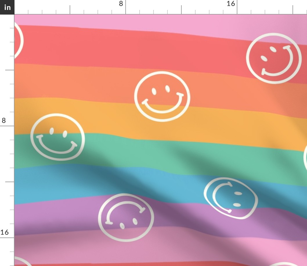 Happy Rainbow Smiley Faces - medium scale