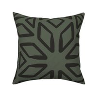 Art Deco Diamond Block Print | Jumbo Scale | Dark Green, Black Charcoal | Multidirectional geometric