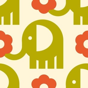 3131 B Large - cute retro elephants