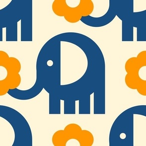 3131 C Large - cute retro elephants