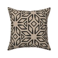 Art Deco Diamond Block Print | Medium Scale | Light Tan Brown, Black Charcoal | Multidirectional geometric