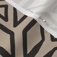 Art Deco Diamond Block Print | Medium Scale | Light Tan Brown, Black Charcoal | Multidirectional geometric