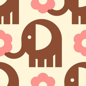 3131 E Large - cute retro elephants