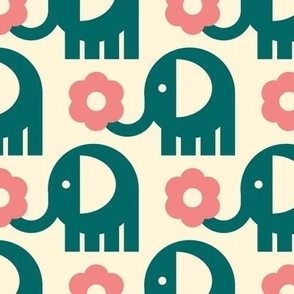 3131 A Medium - cute retro elephants