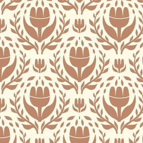 Bold brown floral on a white background