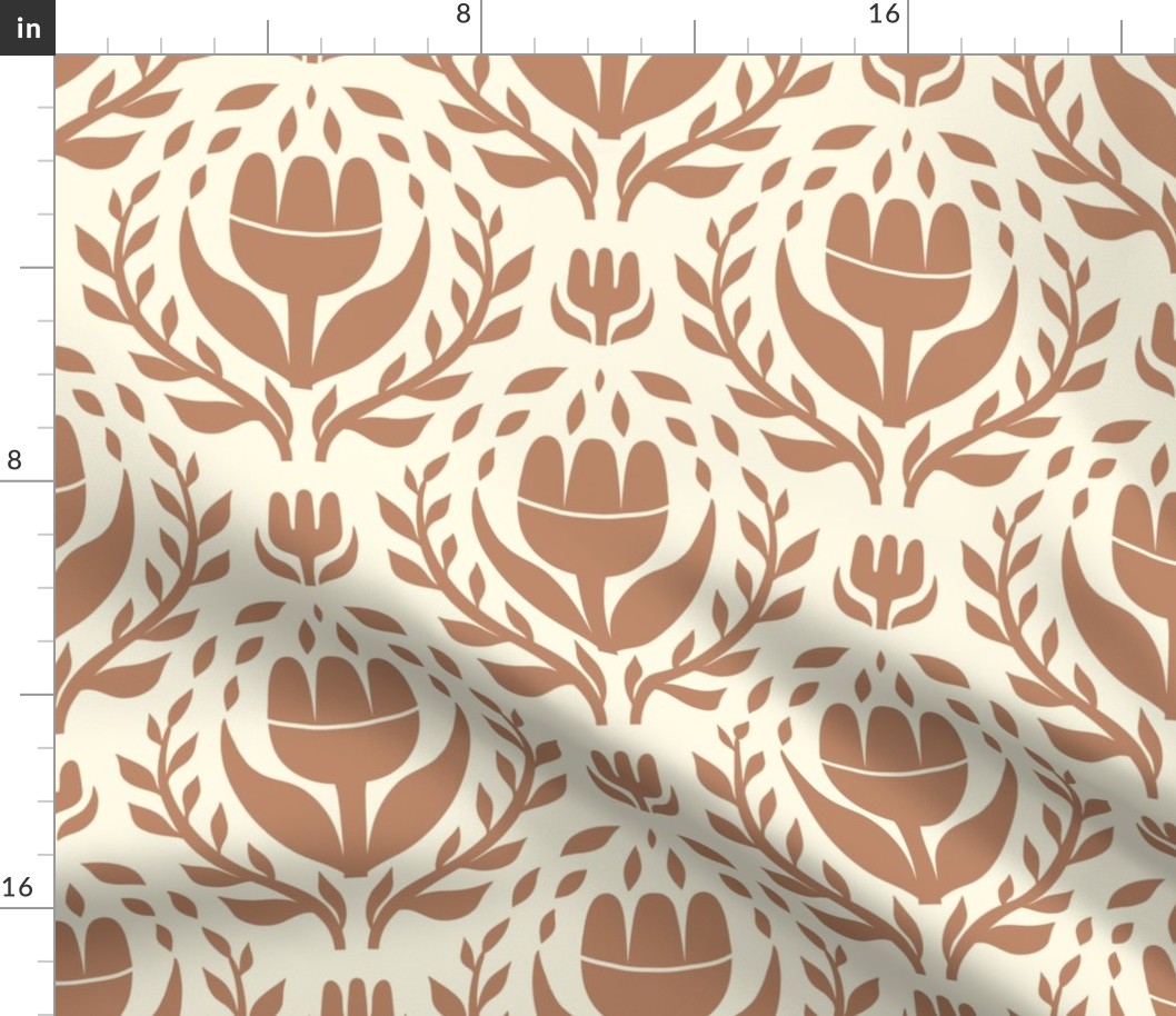 Bold brown floral on a white background