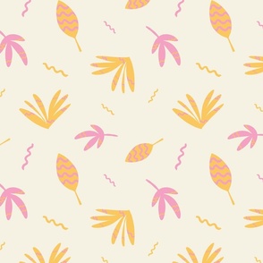Wild leaves - pink and yellow - large