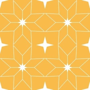 Moroccan Star 1 - Golden Yellow and White