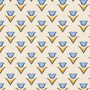 Tulip and stars - blue and marigold - small 