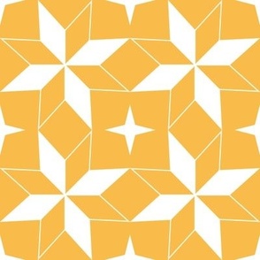 Moroccan Star 3 - Golden Yellow and White