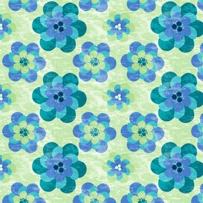 Flower Power Party, 70s Vintage shabby chic on light green