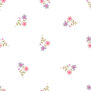  Pink Floral Delight on a White Background 16x16