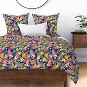 Maximalist Tropical Jungle Bright Summer Hawaiian Floral with monstera, orchids, hibiscus / Large scale