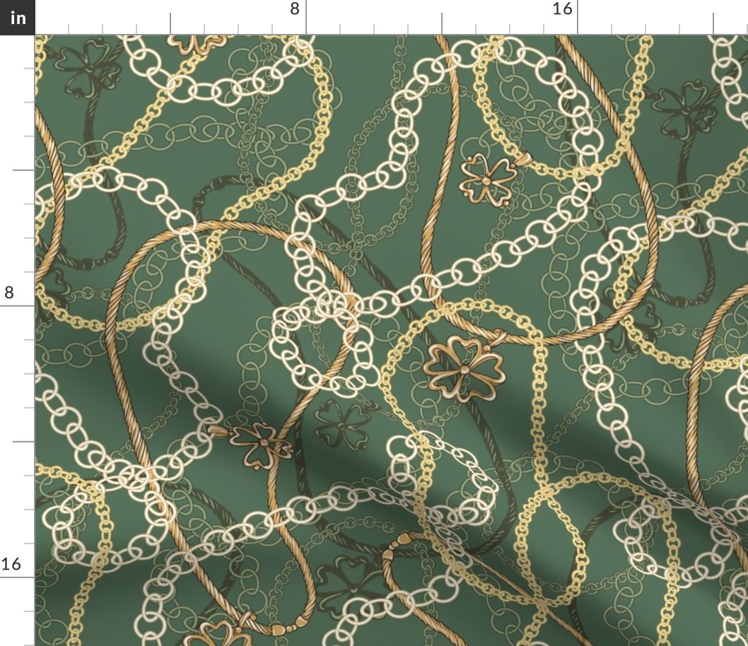 Chains with pendants on a green background